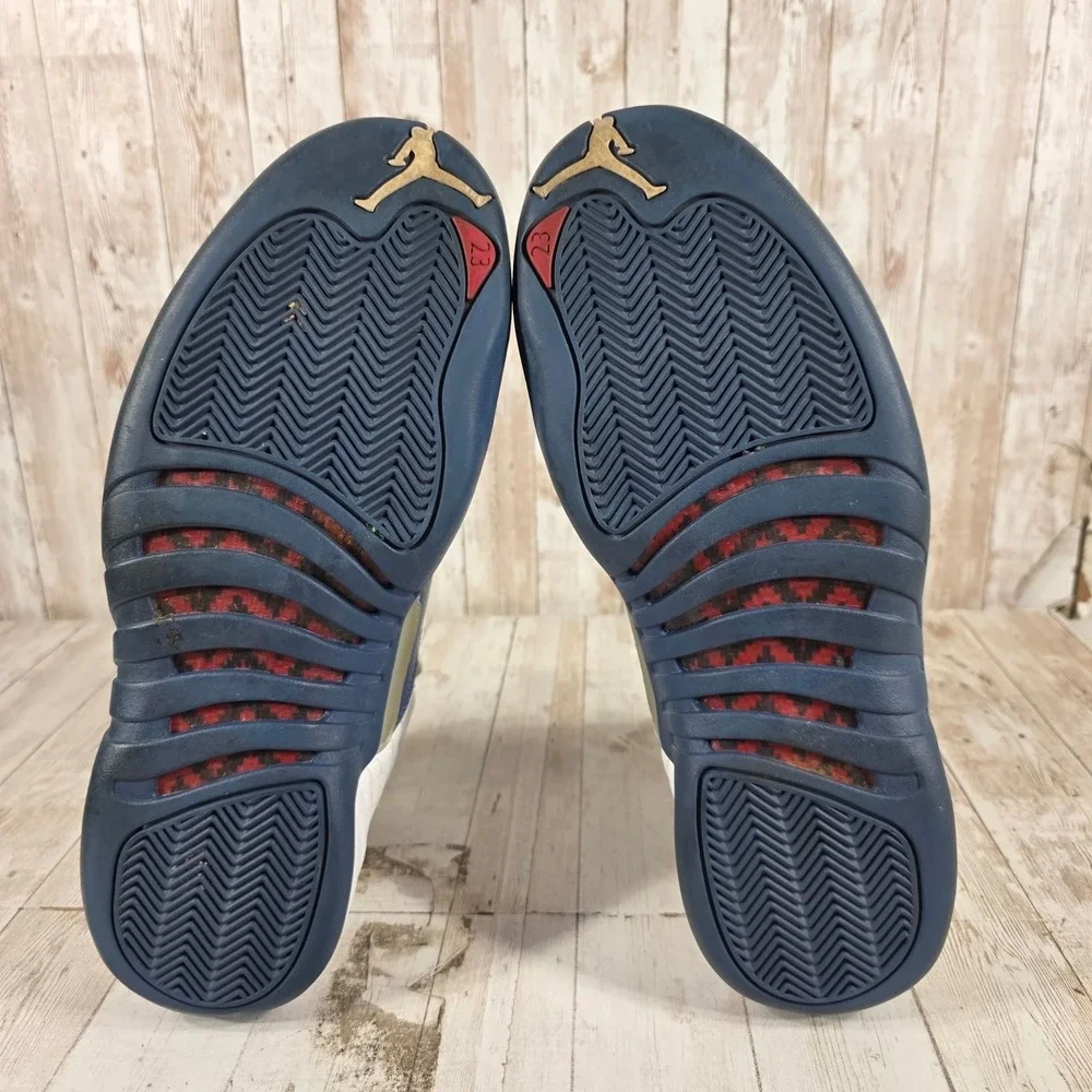 Jordan 12 Retro French Blue Mens White Blue Basketball Shoes 130690-113 Size 11
